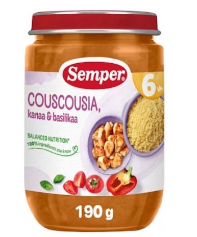 Semper Couscous, kanaa & basilikaa 6kk lastenateria 190g.jpg