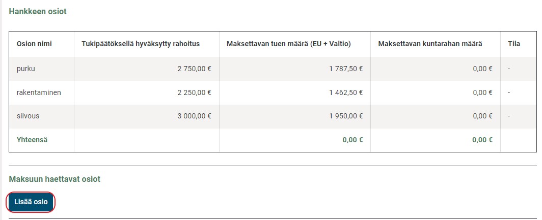 Lisää osio