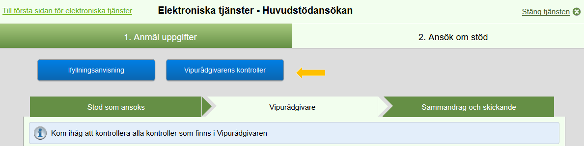 Skärmdump från Viputjänsten