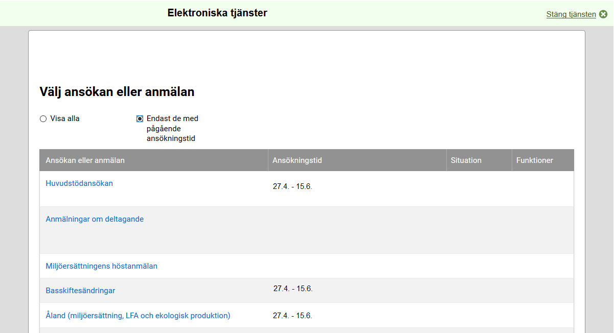 Skärmdump från Viputjänsten