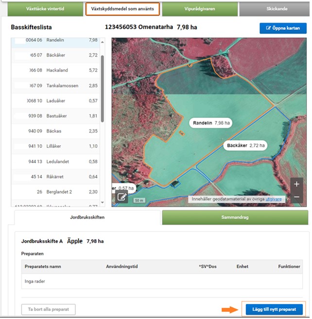 Skärmdump från Viputjänsten, lägg till nytt preparat