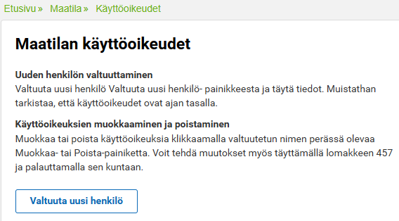 Maatilan käyttöoikeudet, valtuuta uusi henkilö